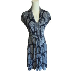 French Connection Navy Blue Snake Shall Dress Wrap Tie Size 8